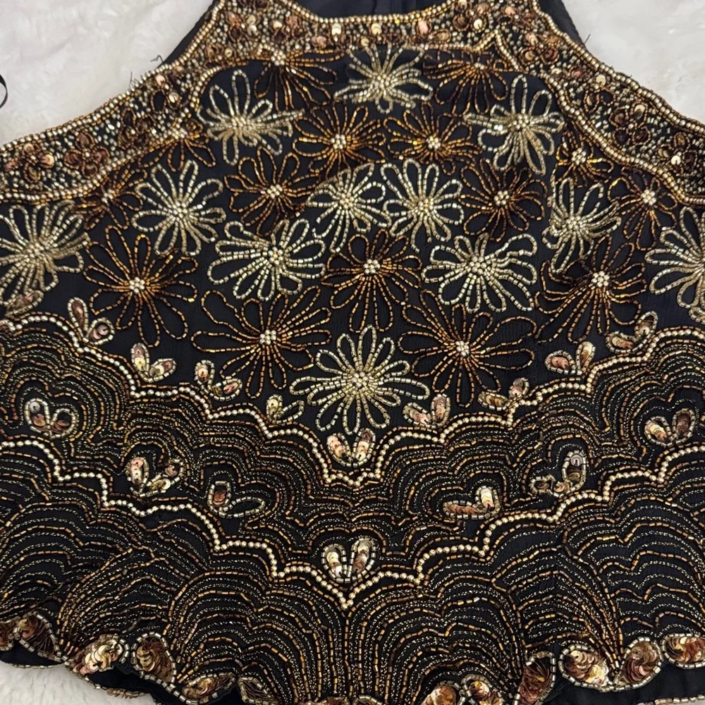 Papell Boutique Black and Gold Beaded Blouse - Picture 5 of 5
